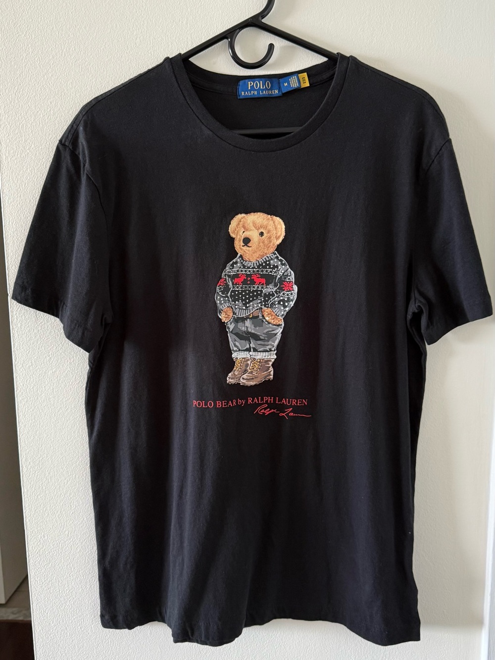 Polo Bear Ralph Lauren Black Tee with Polo Bear Graphic Christmas